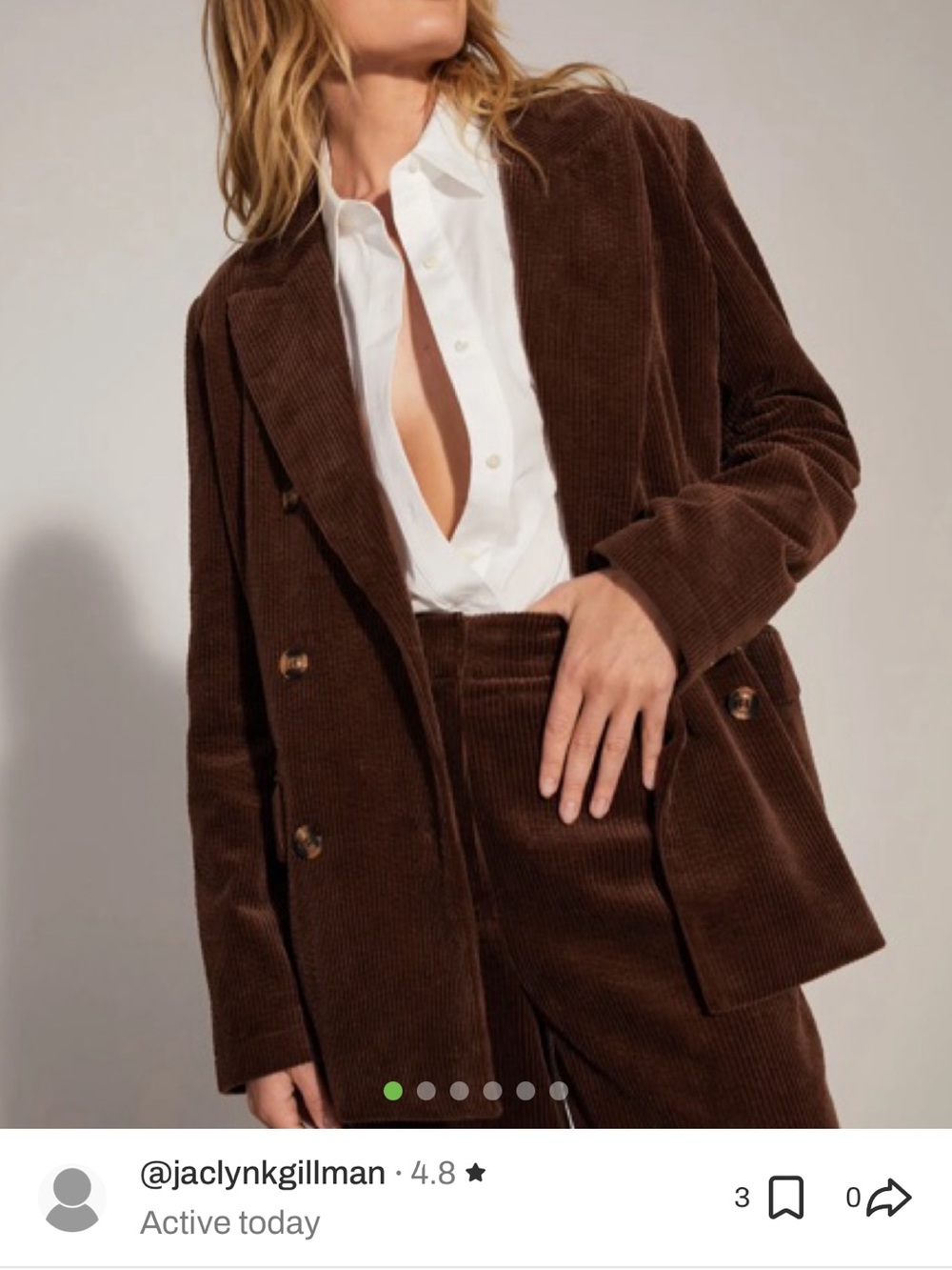 Favorite Daughter Dark Brown Corduroy Double-Breasted Blazer
